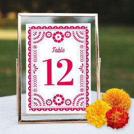 Bordsnumret shock rosa Papel Picado Bröllop Inbjudningar