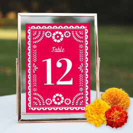 Bordsnumret shock rosa Papel Picado Bröllop Inbjudningar