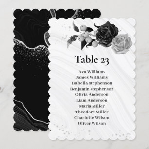 bordsnumret silver och svarta blommor i sittande s inbjudningar