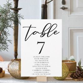 Bordsnumret Simple Black Typography med Namn