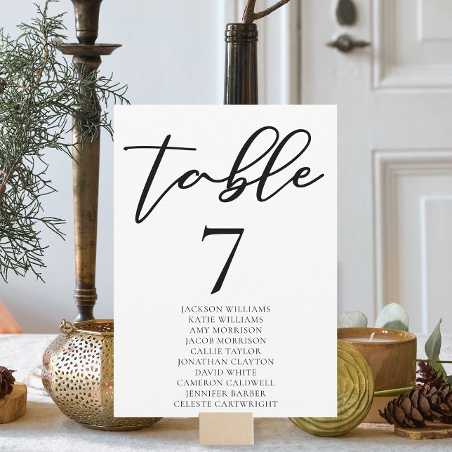 Bordsnumret Simple Black Typography med Namn (Skapare uppladdad)