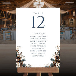 Bordsnumret Sittdiagram för vinterPinecone-Blommig Inbjudningar