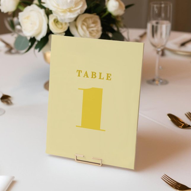 Bordsnumret Smör, Gult enkelt (Butter Yellow Simple Table Number)