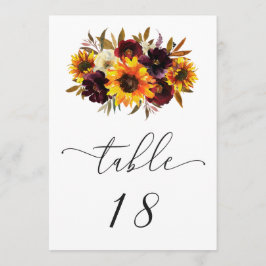 Bordsnumret Solros Ro Rustic Fall Wedding