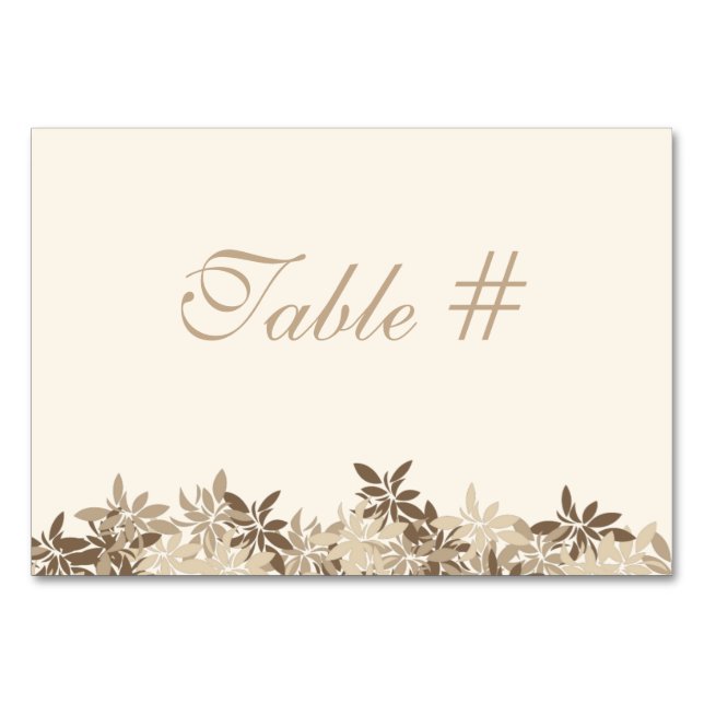 Bordsnumret Stilized Tan and Brown Blommigt Löv Bordsnummer (Framsidan)