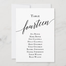 Bordsnumret Svart Elegant i skript 14 Sittdiagram Inbjudningar