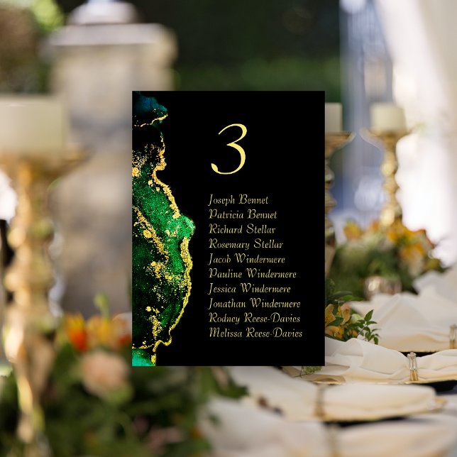 Bordsnumret Svart Grönt Bronze Wedding Reception Bordsnummer (Black Green Bronze Wedding Reception Table Number)