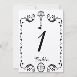Bordsnumret Svarta och vita Nyckel Bröllop Inbjudningar