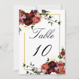 Bordsnumret Terracotta Cream Burgundy Bröllop Meddelande