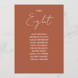 Bordsnumret Terracotta Modern Sittplatsschema Inbjudningar