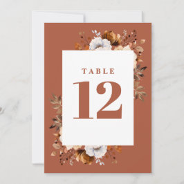 Bordsnumret Terracotta Rustic Fall Land Blommigt Inbjudningar