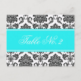 Bordsnumret Tiffany Damask Wedding Vykort