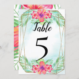 Bordsnumret Tropical Hibiscus Beach Wedding Inbjudningar