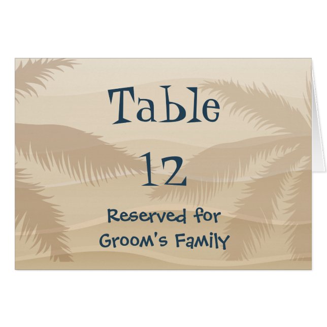 Bordsnumret Tropiskt Beach Wedding OBS Kort (Framsidan Horizontal)