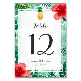 Bordsnumret Tropiskt Hibiscus Pineapple Bröllop Bordsnummer