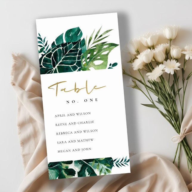 Bordsnumret Tropiskt monstera-lövplatta Tack Kort (Skapare uppladdad)