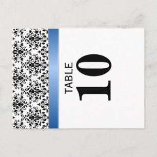 Bordsnumret Tryckt Royal Blue Ribbon Damask Vykort