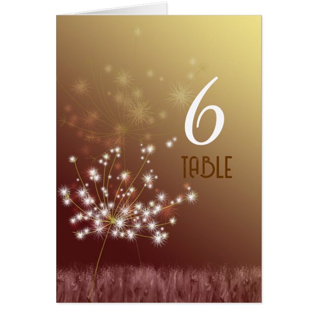 Bordsnumret Twilight Dandelions Fall Wedding OBS Kort (Framsidan)
