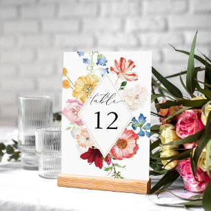 Bordsnumret Vår Multi Färg Blommigt Bordsnummer