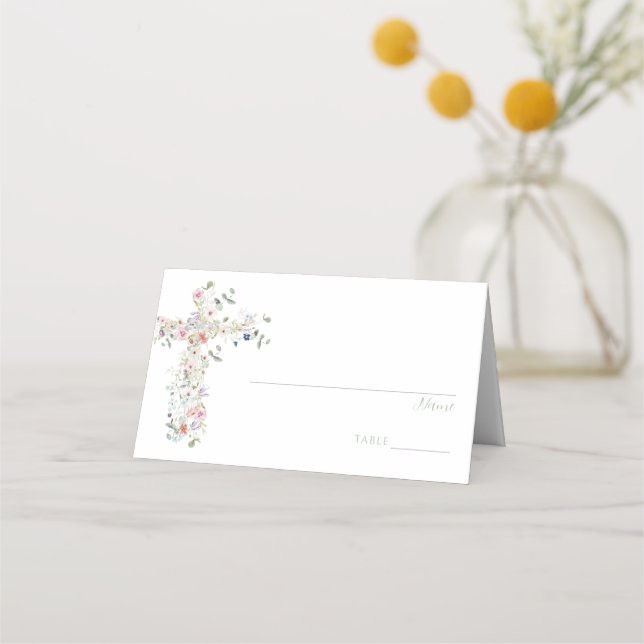 Bordsnumret vår Wildblomsterbaptism Placeringskort (Framsida)