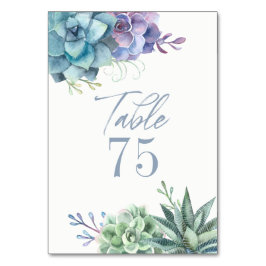 Bordsnumret Vattenfärgsaktus Succulents Bordsnummer