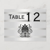 Bordsnumret vintage Art Deco Plume Black White H