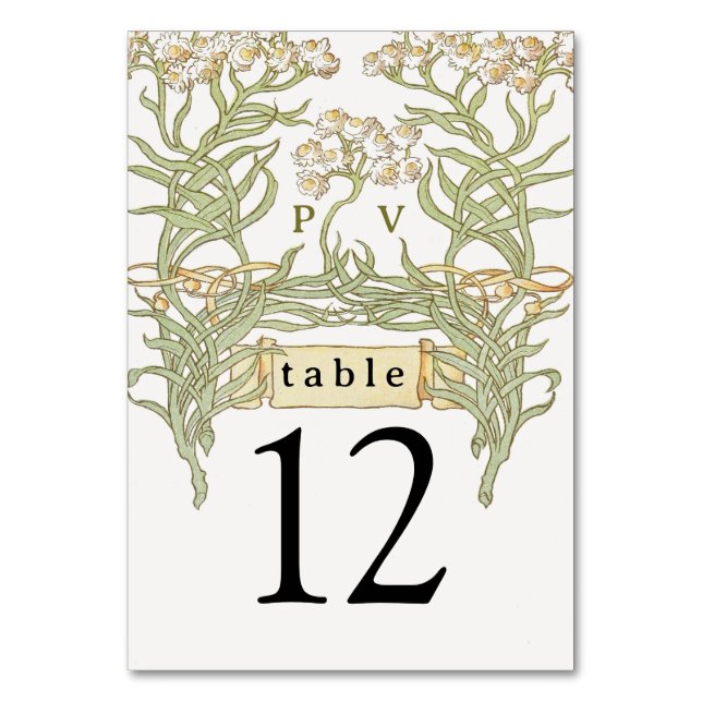 Bordsnumret vintage Blommigt Banner Bordsnummer (Framsidan)