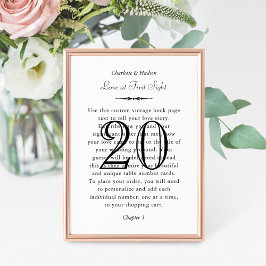 Bordsnumret Vintage Bok Bröllop Inbjudningar