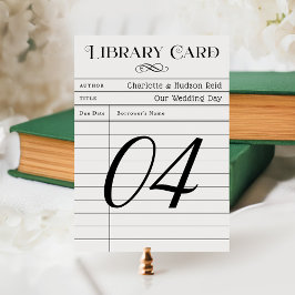 Bordsnumret Vintage med Bibliotek-kortet Bröllop