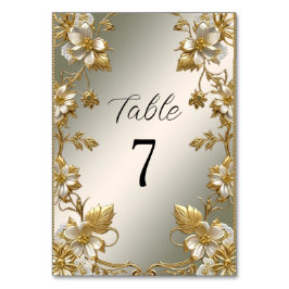 Bordsnumret Vita Blommigten Guld Ornate Bordsnummer