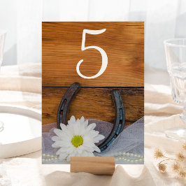 Bordsnumret Vita Daisy Horseshoe Westernare Bröllo Bordsnummer