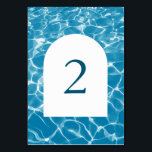 Bordsnumret Watercolor Blue Ocean Beach Wedding Bordsnummer<br><div class="desc">En vacker kustdesign med blå vattenfärgsstrand vatten och en vit båge. Perfekt bröllop-design för alla som gifta sig på sommaren, på stranden, vid havet eller på ett destinationsbröllop. En modern vinkar temadesign för den blå sjöstranden. En bordsnummer med modernt inslag. Det finns också möjlighet att matcha bröllopsinbjudningar och andra artiklar...</div>