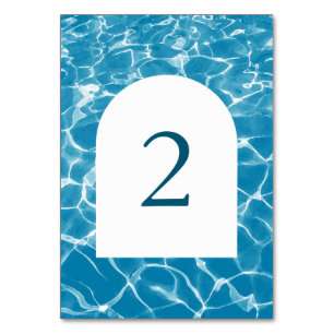 Bordsnumret Watercolor Blue Ocean Beach Wedding Bordsnummer