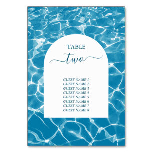 Bordsnumret Watercolor Blue Ocean Beach Wedding Bordsnummer
