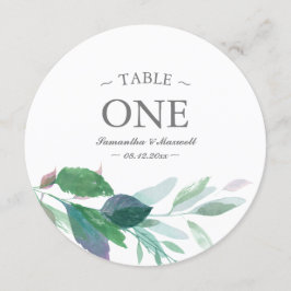 Bordsnumret Watercolor Greenery Inbjudningar