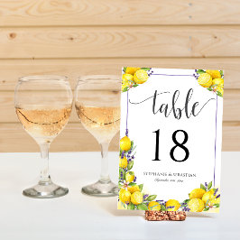 Bordsnumret Watercolor Lemon Lavender Boho Inbjudningar