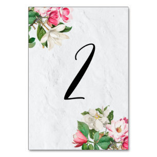 Bordsnumret Watercolor Magnolia Flowers Bröllop Bordsnummer