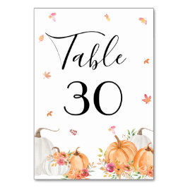 Bordsnumret Watercolor Pumpkin Bröllop Bordsnummer