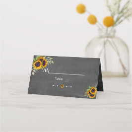 Bordsnumret Watercolor Sunblommor Chalkboard Placeringskort