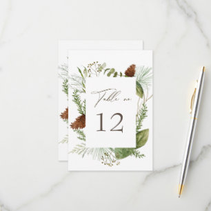 Bordsnumret Watercolor Winter Greenery Bröllop OSA Kort