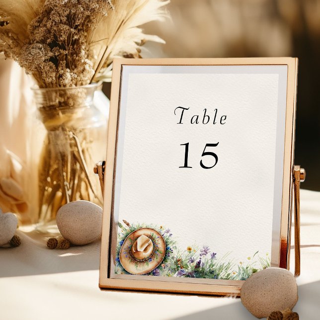 Bordsnumret Wildblomma Cowgirl Rustic Blommigt Inbjudningar (Table Number Card from my Wildflower Cowgirl Hat Quinceanera Collection
)
