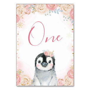 Bordsnumrets signatur för Girl Penguin Winter Snow Bordsnummer