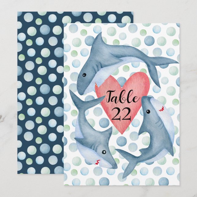 Bordsnumrets signatur för Shark Baby Shower Meny (Fram/baksida)