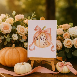 Bordsnumrets signatur för vattenfärgspumpkin Rosa Bordsnummer