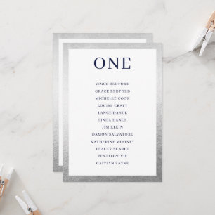 BORDSNUMRETS sittdiagram, enkelt svart silver Inbjudningar