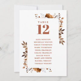 Bordsnumrets sittdiagram för terracotta Fall Blomm Inbjudningar