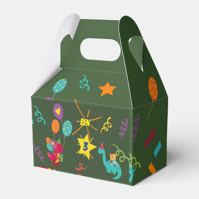 Bordsprogram för dinosauribarn party presentaskar (Framsidan Sidan)