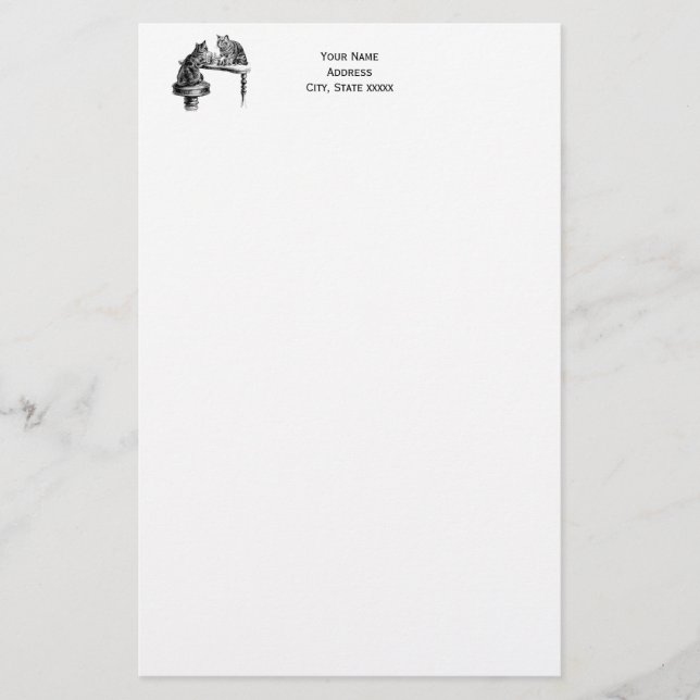 Bordsspel: Två katter spelar en schackmatchning Brevpapper (Framsida)