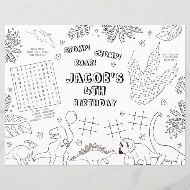 Bordstablett för färgning av Födelsedagsfest i Din (Framsida)