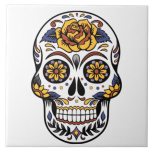 Bordstabletten Gul ros Sugar Skull Kakelplatta